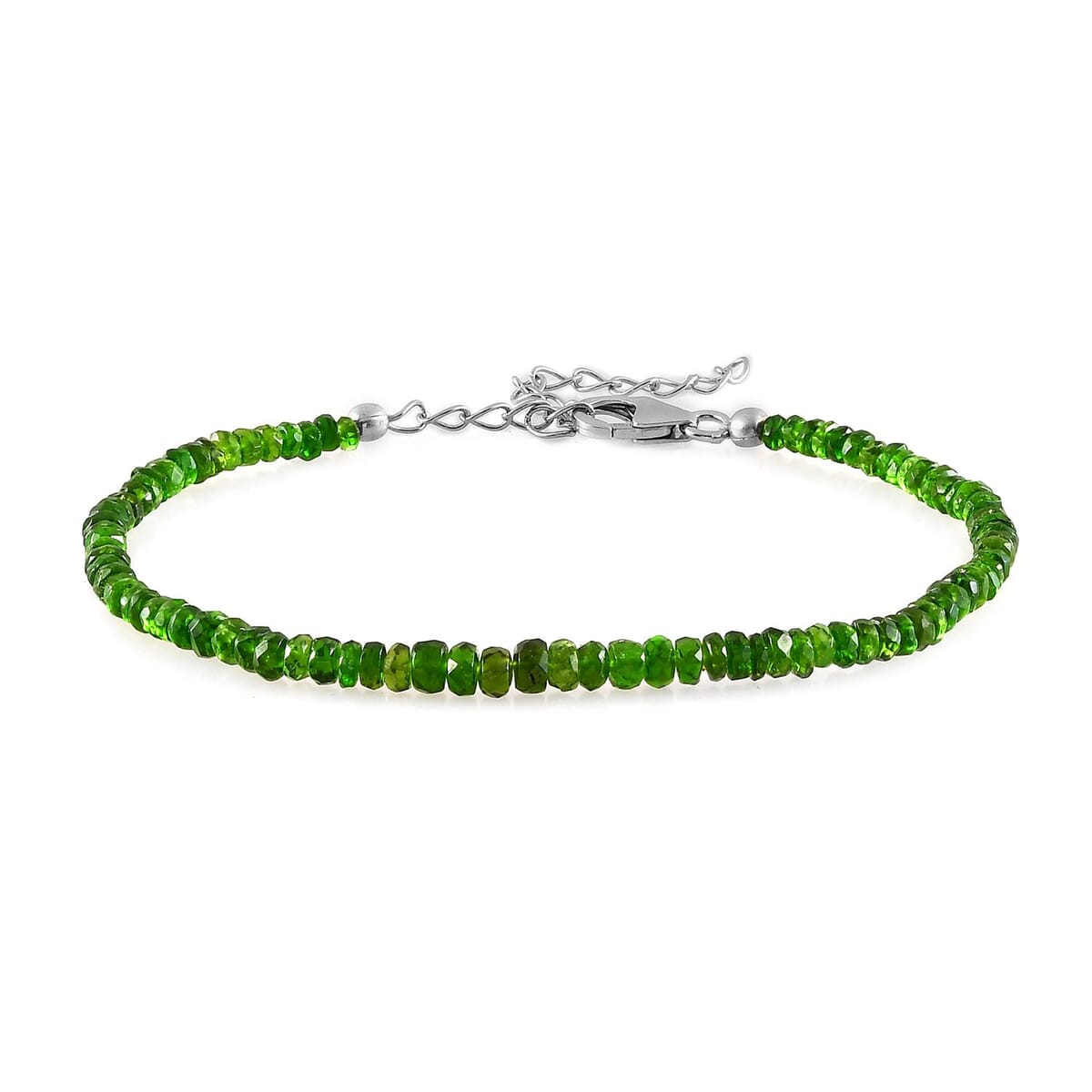 Natural Chrome Diopside Beaded Adjustable Bracelet in Rhodium Over Sterling Silver (6.50-8.00In) 16.00 ctw image number 0
