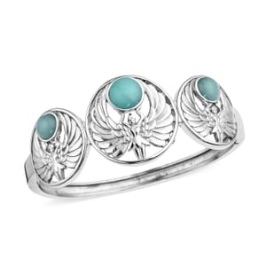 Amazonite Angel Bangle Bracelet in Stainless Steel (7.25 In) 6.80 ctw