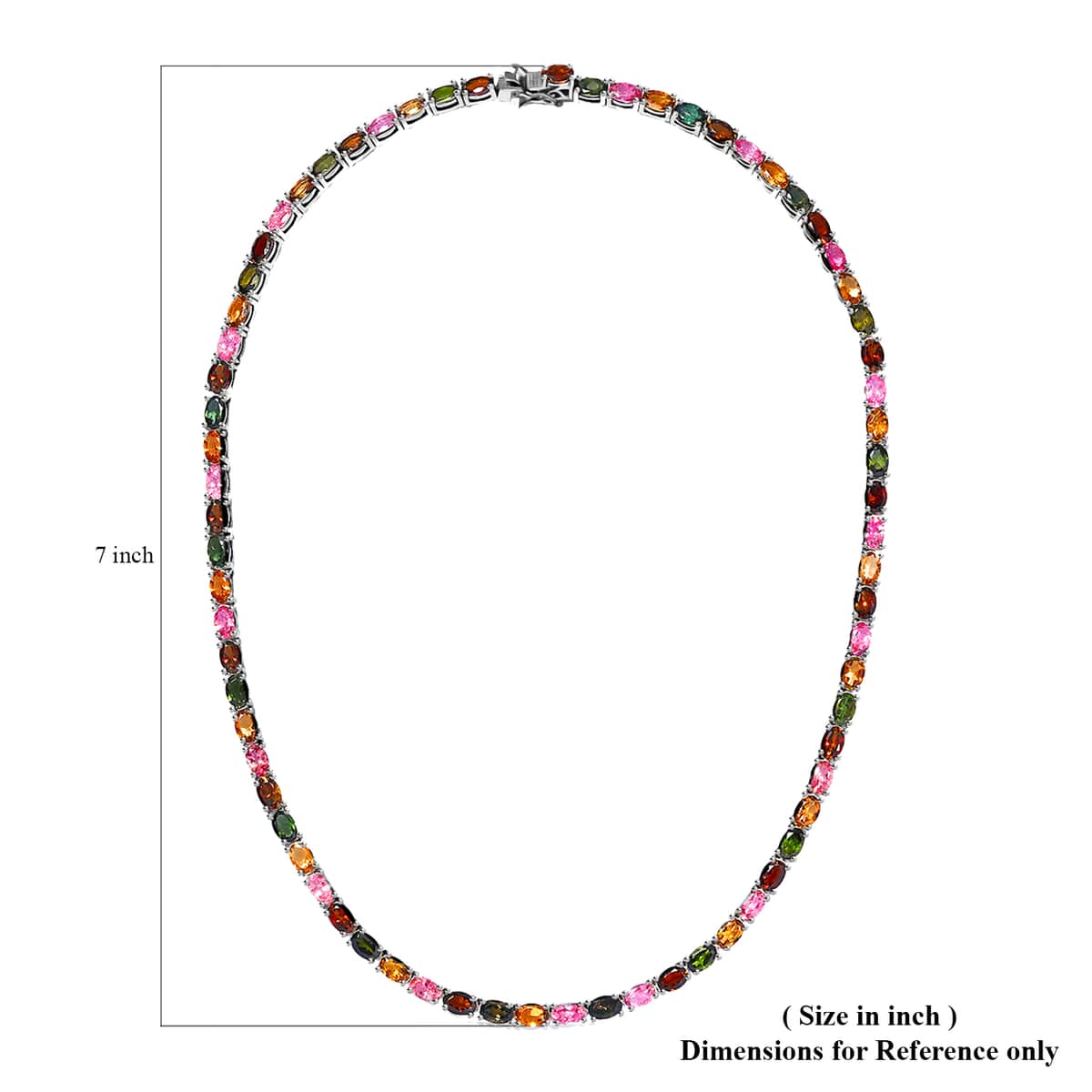 Multi-Tourmaline Tennis Necklace 18 Inches in Platinum Over Sterling Silver 29.25 ctw image number 5
