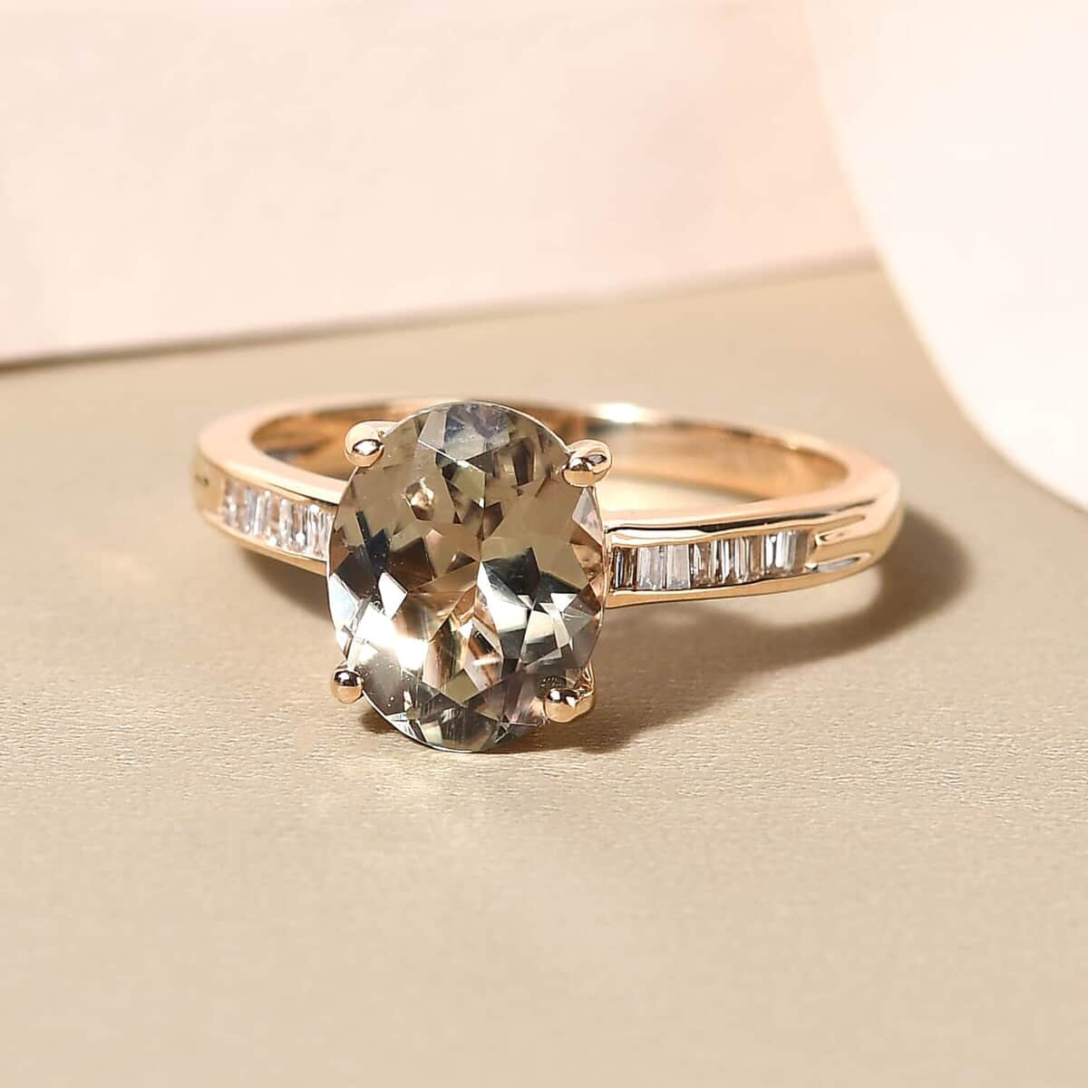 Iliana 18K Yellow Gold AAA Turkizite and G-H SI Diamond Ring (Size 10.0) 4.11 Grams 3.40 ctw image number 1