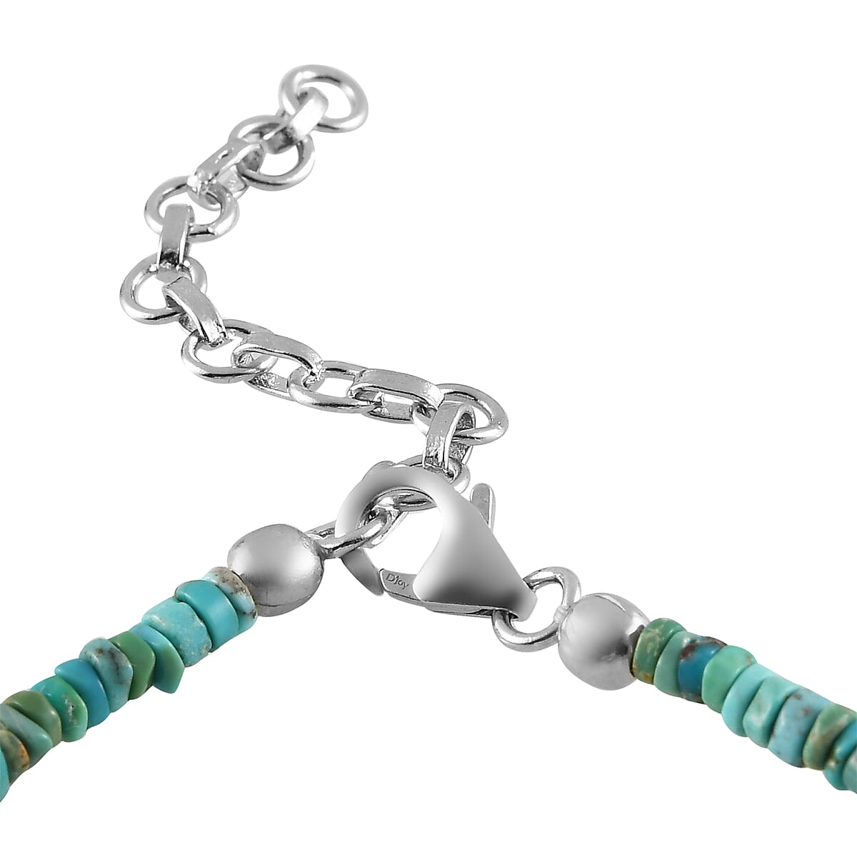 American South Hill Turquoise Beaded Bracelet in Rhodium Over Sterling Silver (7.25-9.25In) 25.00 ctw image number 3
