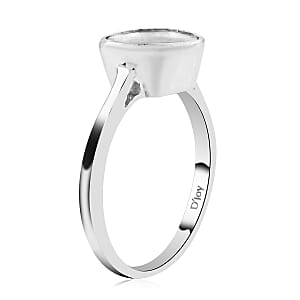 Polki Diamond Solitaire Ring in Rhodium Over Sterling Silver (Size 7.0) 0.75 ctw