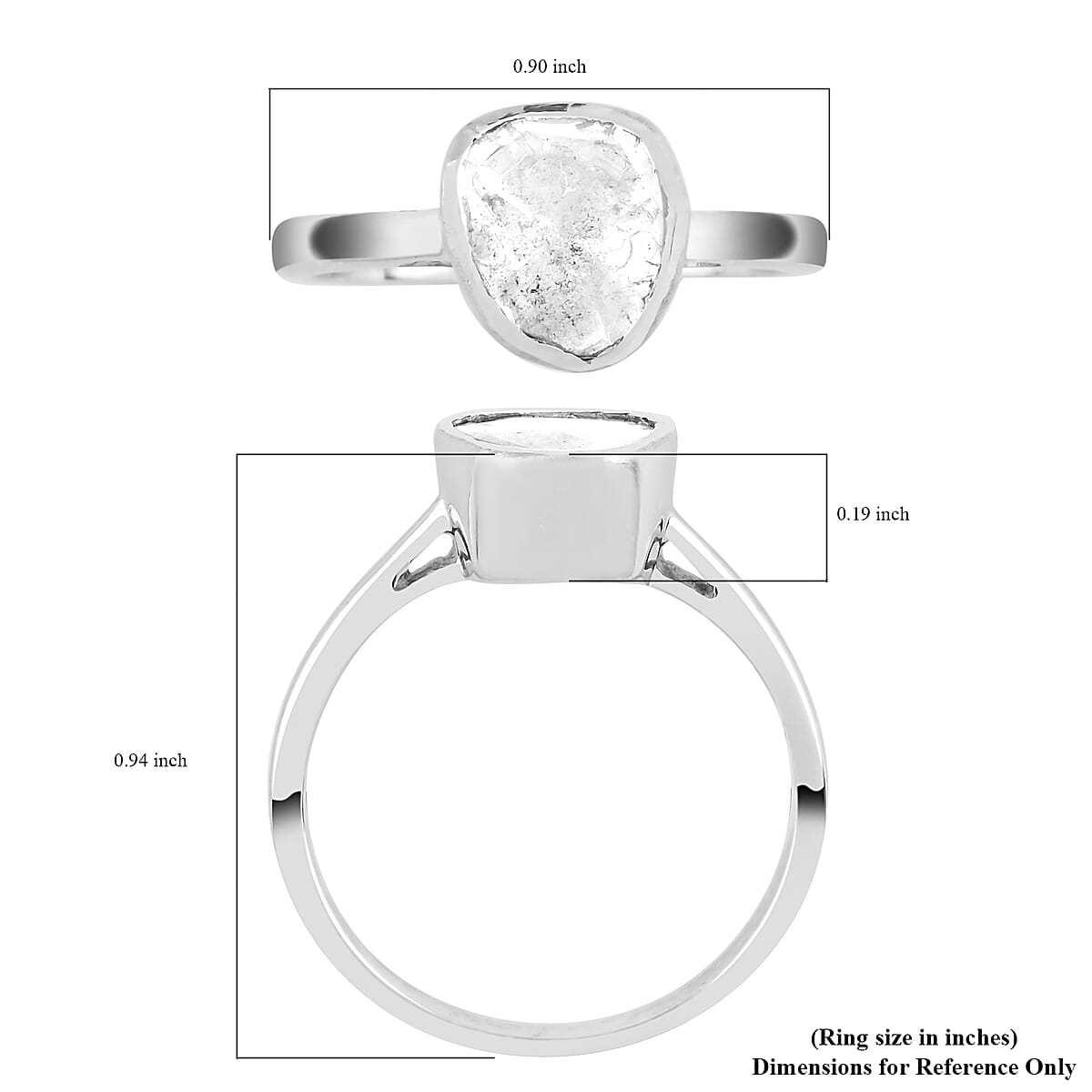 Polki Diamond Solitaire Ring in Rhodium Over Sterling Silver (Size 7.0) 0.75 ctw image number 4