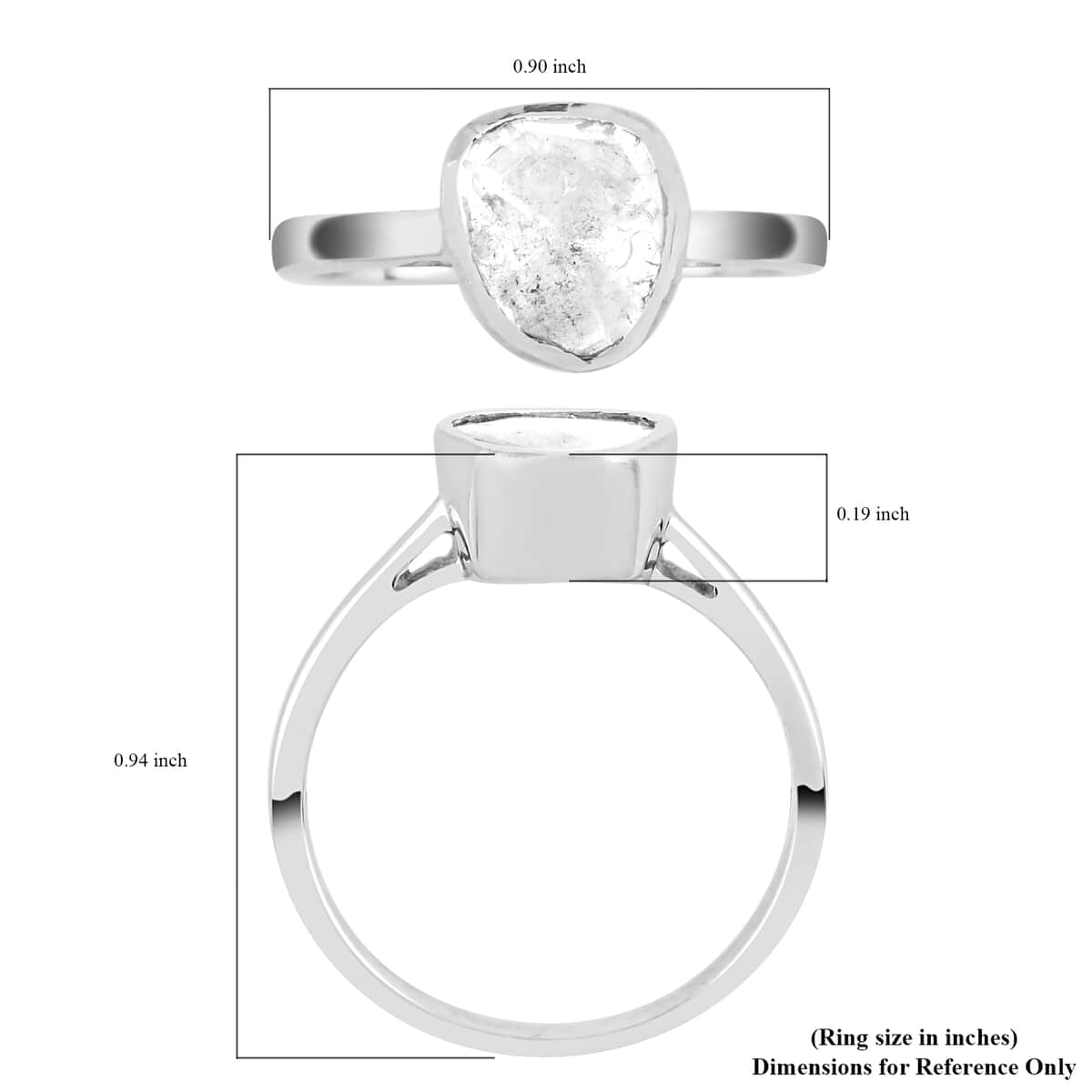 Polki Diamond Solitaire Ring in Rhodium Over Sterling Silver (Size 8.0) 0.75 ctw image number 4