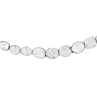 Polki Diamond 10.00 ctw Necklace in Sterling Silver, Diamond Necklace, Silver Tennis Necklace (20 Inches)