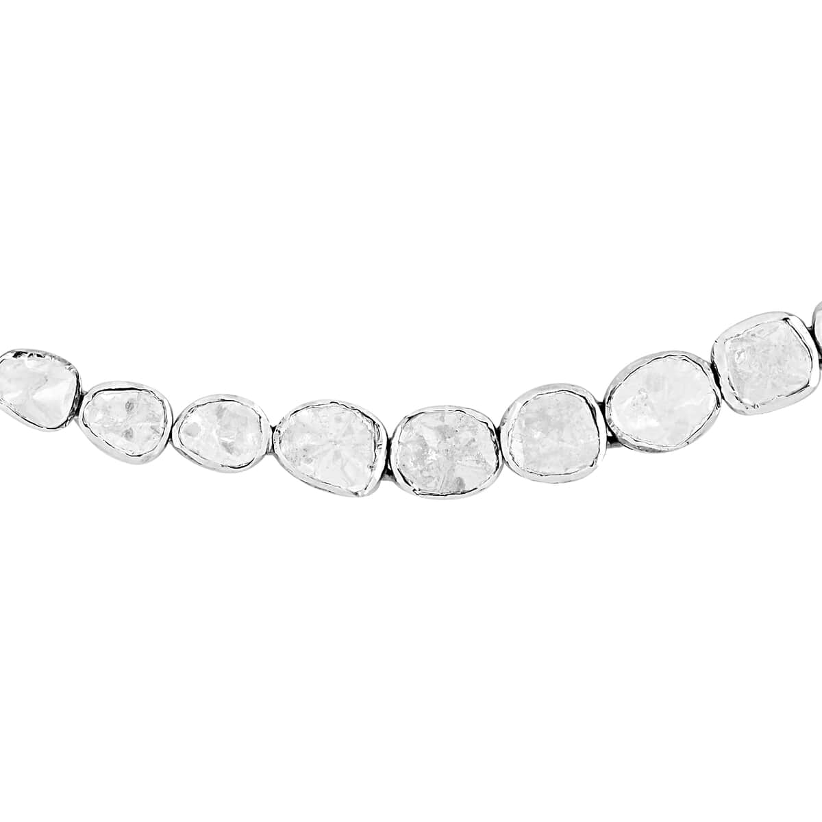 Polki Diamond Necklace in Sterling Silver, Diamond Necklace, Silver Tennis Necklace (20 Inches) 10.00 ctw image number 2