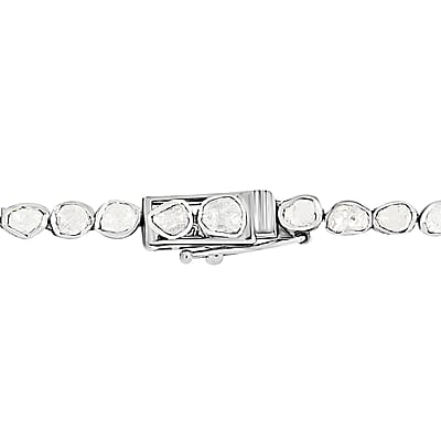 Polki Diamond 10.00 ctw Necklace in Sterling Silver, Diamond Necklace, Silver Tennis Necklace (20 Inches)