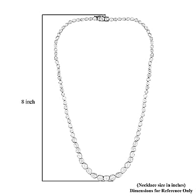 Polki Diamond 10.00 ctw Necklace in Sterling Silver, Diamond Necklace, Silver Tennis Necklace (20 Inches)