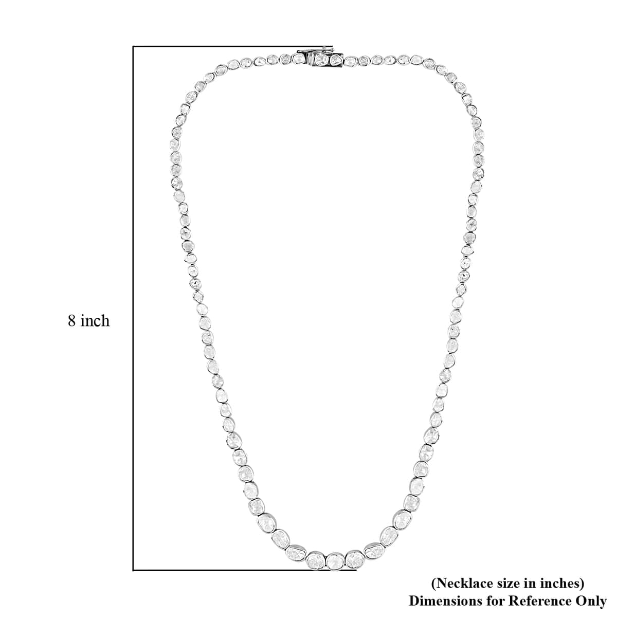 Polki Diamond Necklace in Sterling Silver, Diamond Necklace, Silver Tennis Necklace (20 Inches) 10.00 ctw image number 4