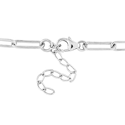 Polki Diamond Paper Clip Chain Bracelet in Rhodium Over Sterling Silver (7.00 In) 1.00 ctw
