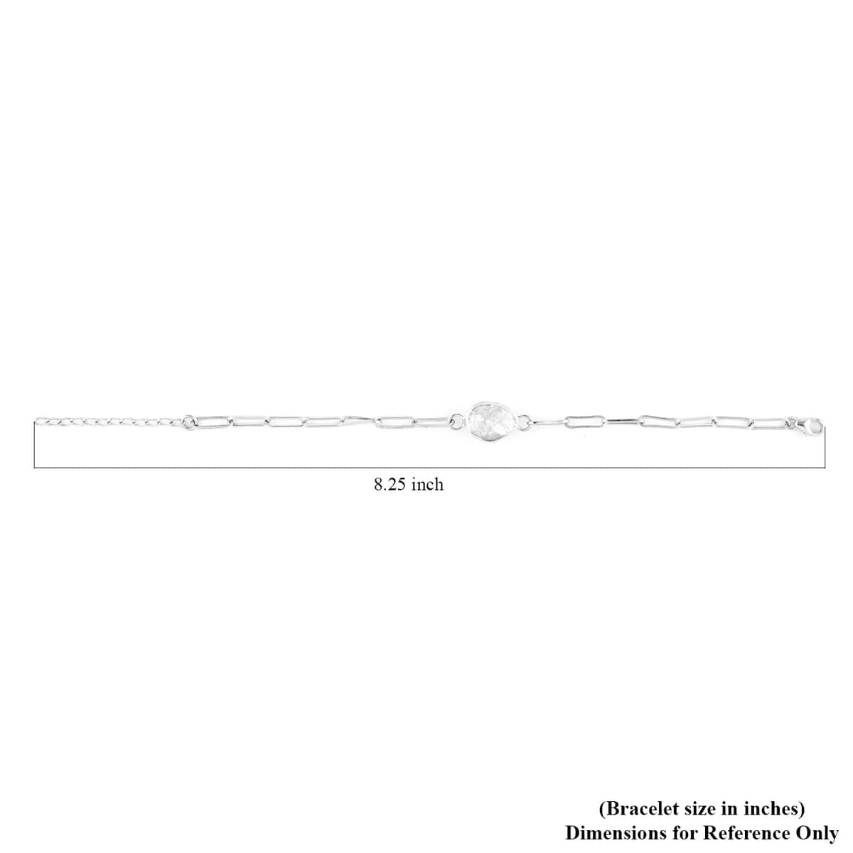 Polki Diamond Paper Clip Chain Bracelet in Rhodium Over Sterling Silver (7.00 In) 1.00 ctw image number 4