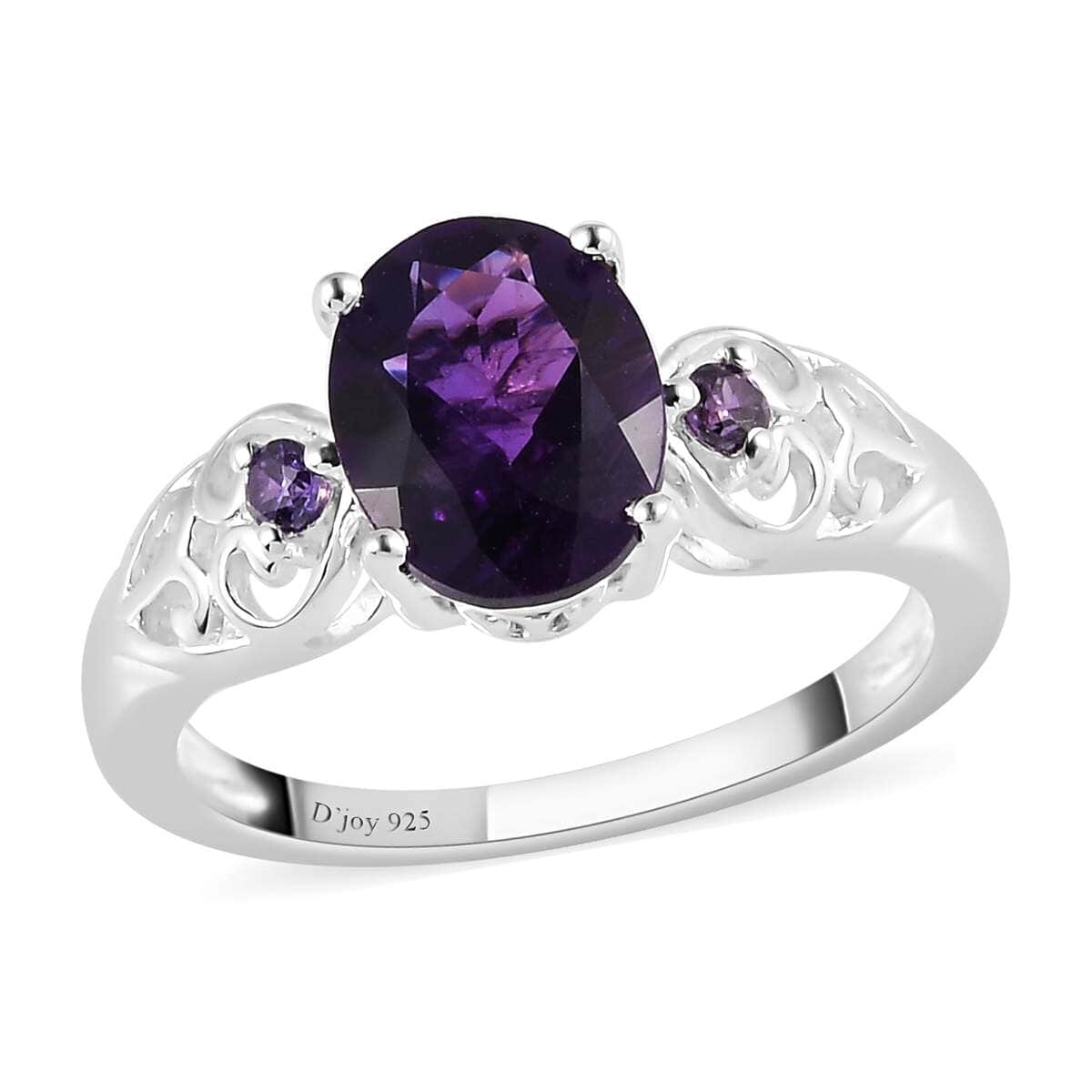 Amethyst and Simulated Amethyst Diamond Ring in Sterling Silver (Size 9.0) 1.75 ctw image number 0