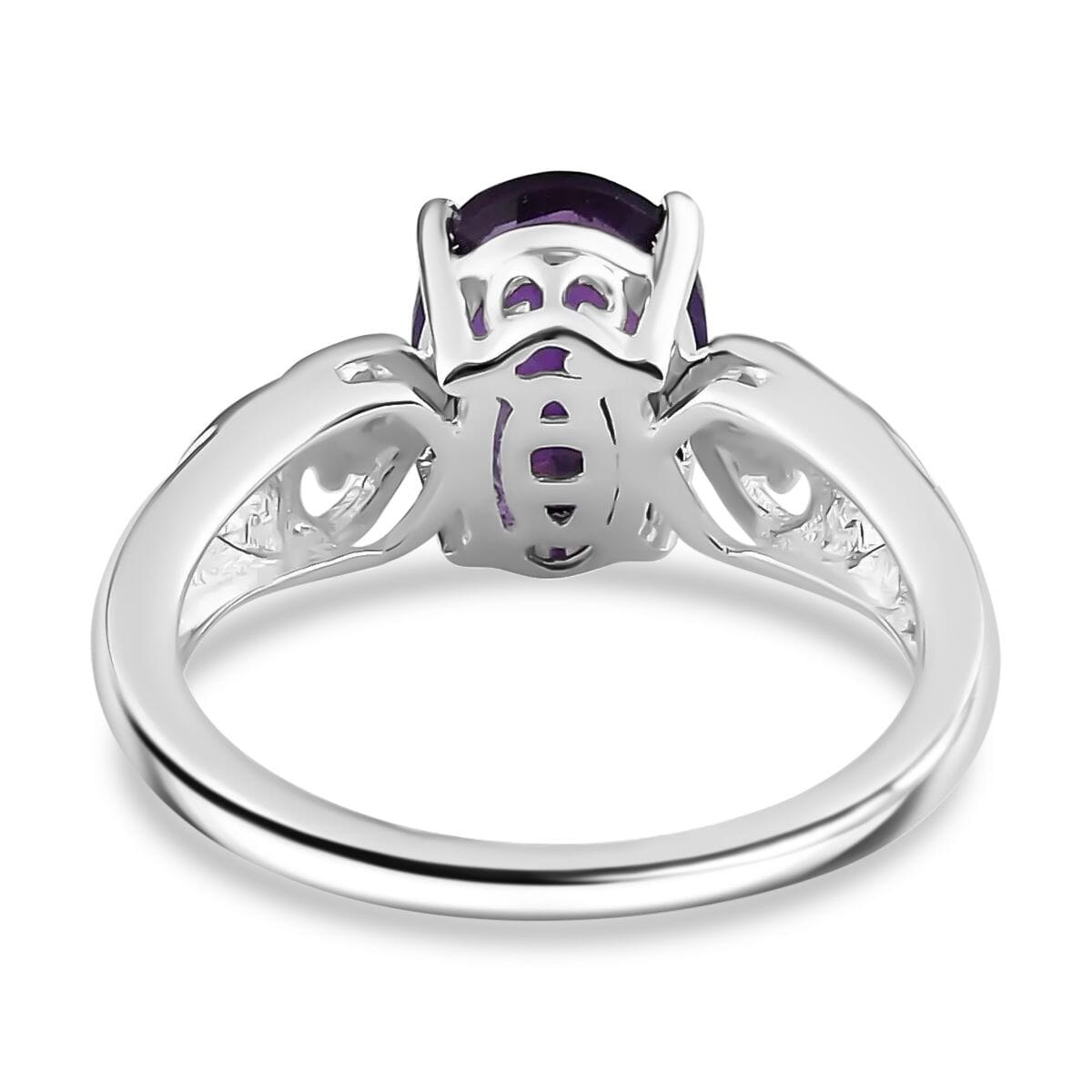 D'Joy Amethyst and Simulated Amethyst Color Diamond 1.80 ctw Ring in Sterling Silver (Size 6.0)  image number 7