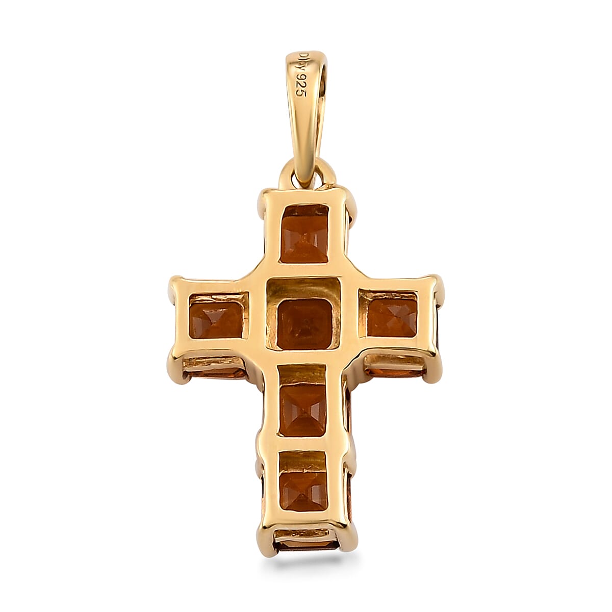 Santa Ana Madeira Citrine Cross Pendant in 14K Yellow Gold Over Sterling Silver 1.80 ctw image number 3