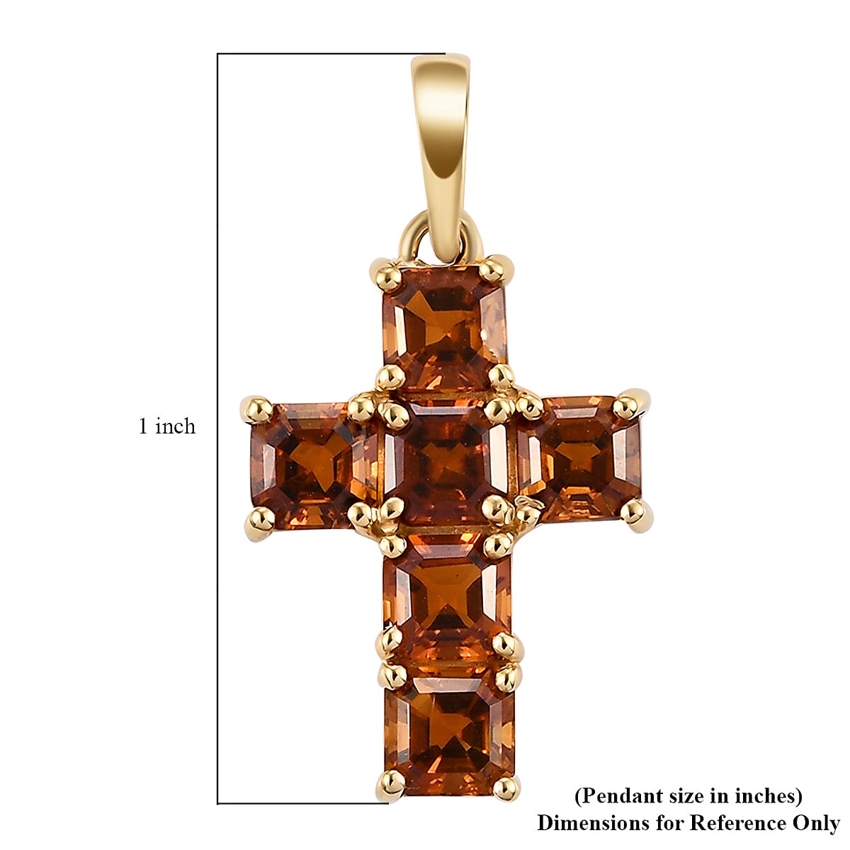 Santa Ana Madeira Citrine Cross Pendant in 14K Yellow Gold Over Sterling Silver 1.80 ctw image number 4