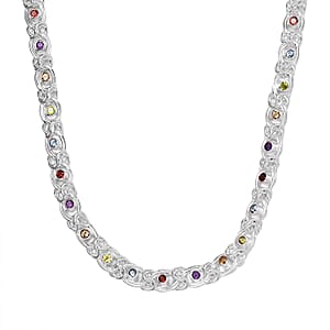 Multi Gemstone 5.50 ctw Necklace in Sterling Silver 20 Inches 