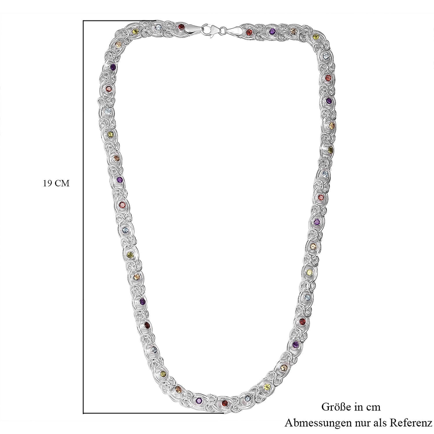Multi Gemstone 5.50 ctw Necklace in Sterling Silver 20 Inches 