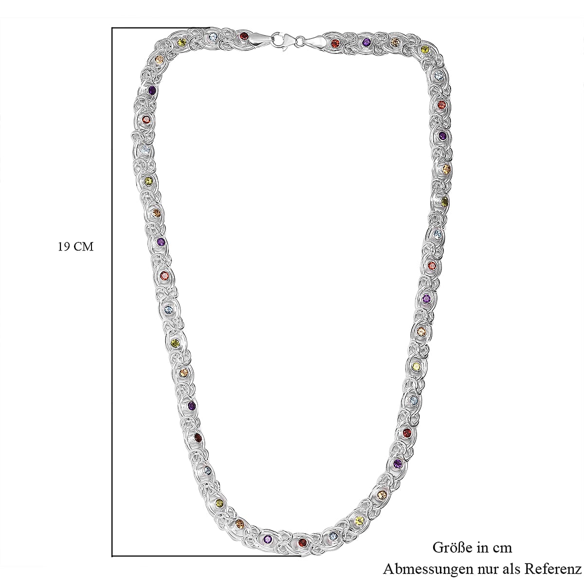 Multi Gemstone 5.50 ctw Necklace in Sterling Silver 20 Inches  image number 2