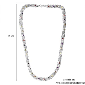 Multi Gemstone 5.50 ctw Necklace in Sterling Silver 20 Inches 
