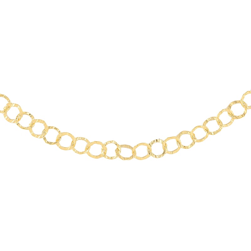 Italian 14K YG Over Sterling Silver 5.5mm Rolo Necklace 20 Inches 5.40 Grams