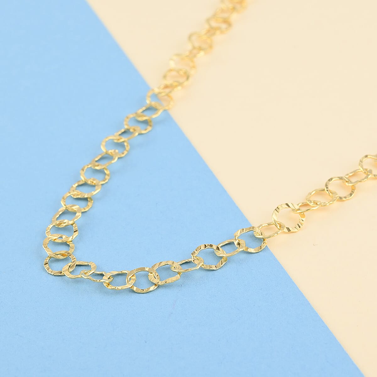 Italian 14K YG Over Sterling Silver 5.5mm Rolo Necklace 20 Inches 5.40 Grams