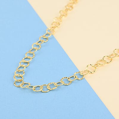 Italian 14K YG Over Sterling Silver 5.5mm Rolo Necklace 20 Inches 5.40 Grams