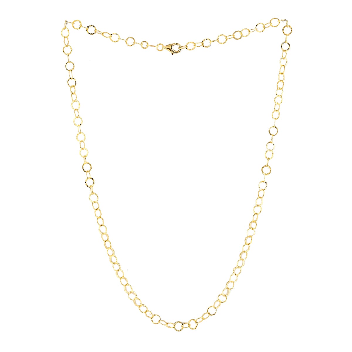 Italian 14K YG Over Sterling Silver 5.5mm Rolo Necklace 20 Inches 5.40 Grams image number 3