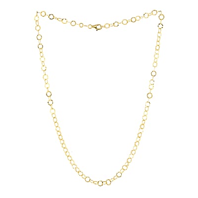 Italian 14K YG Over Sterling Silver 5.5mm Rolo Necklace 20 Inches 5.40 Grams