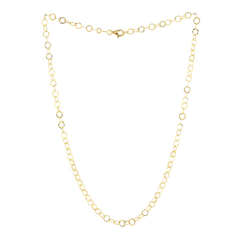 Italian 14K YG Over Sterling Silver 5.5mm Rolo Necklace 20 Inches 5.40 Grams