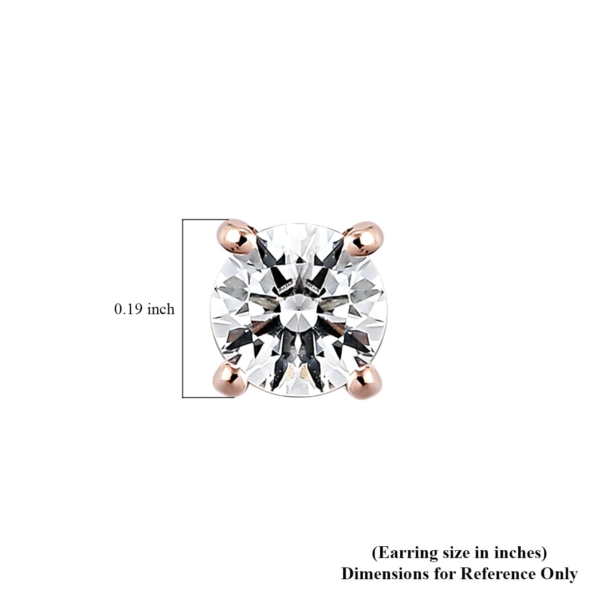 Made with Finest CZ Solitaire Stud Earrings in 14K Rose Gold Over Sterling Silver 0.90 ctw image number 4