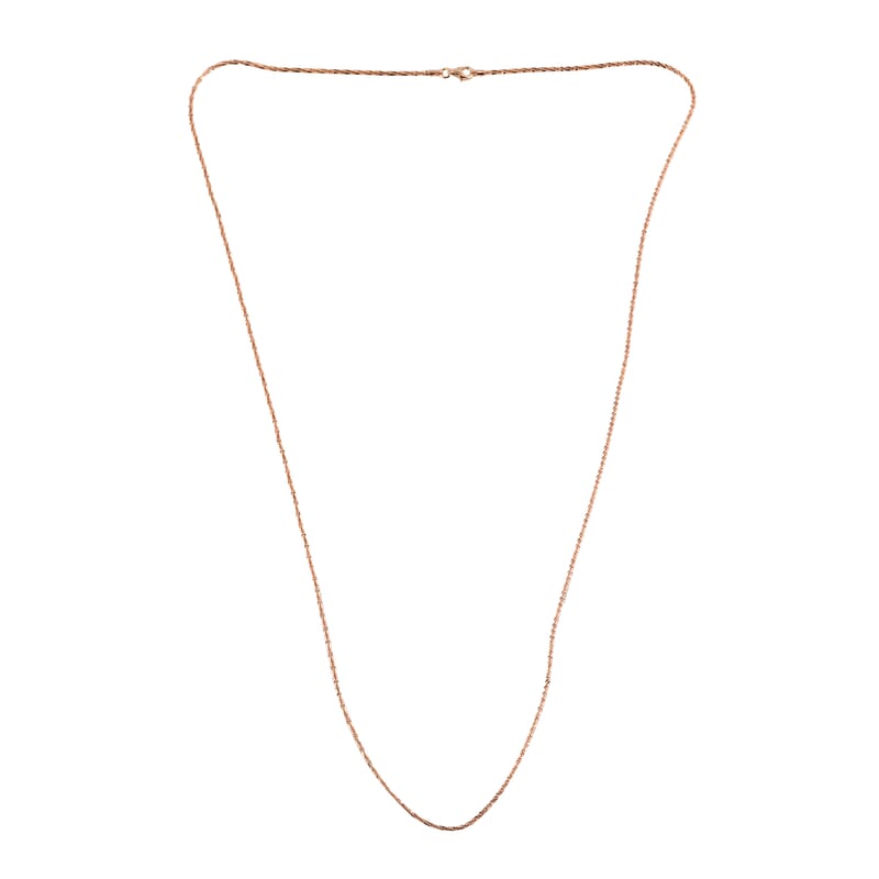Italian 14K Rose Gold Over Sterling Silver 1.7mm Roc Necklace 30 Inches 5.3 Grams