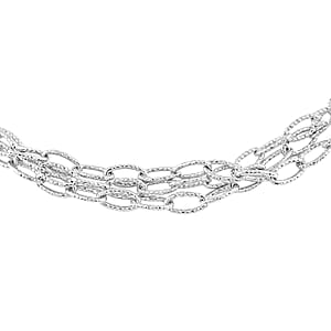 Rhodium Over Sterling Silver 2.2mm Tri-Layered Rolo Necklace 20 Inches 7.6 Grams