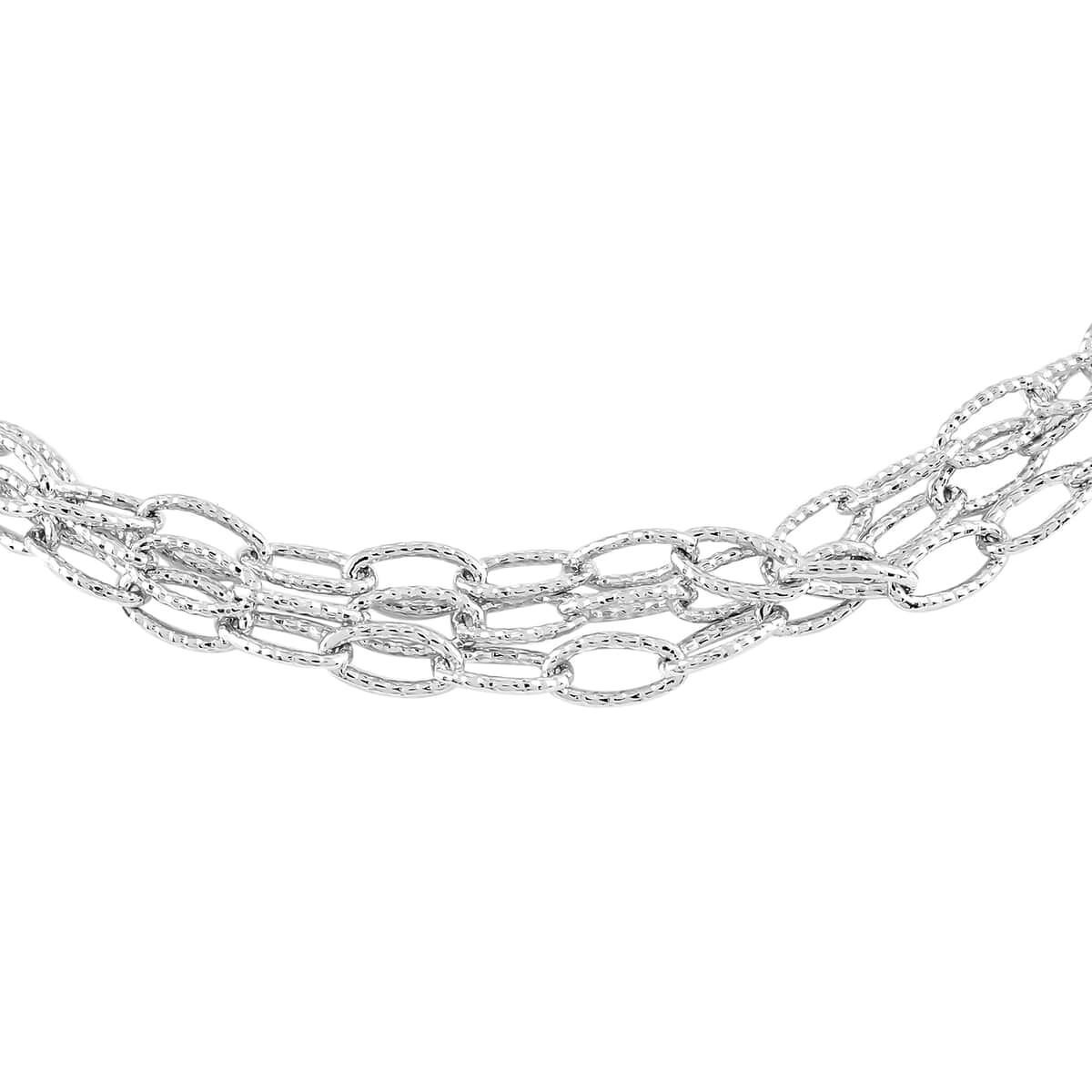 Rhodium Over Sterling Silver 2.2mm Tri-Layered Rolo Necklace 20 Inches 7.6 Grams image number 0