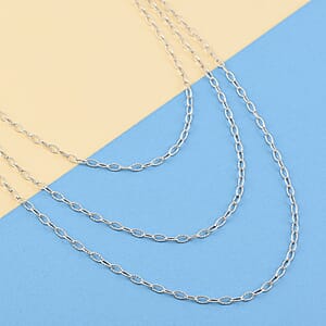 Rhodium Over Sterling Silver 2.2mm Tri-Layered Rolo Necklace 20 Inches 7.6 Grams