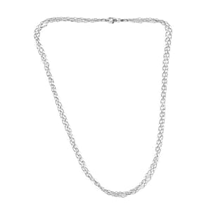 Rhodium Over Sterling Silver 2.2mm Tri-Layered Rolo Necklace 20 Inches 7.6 Grams