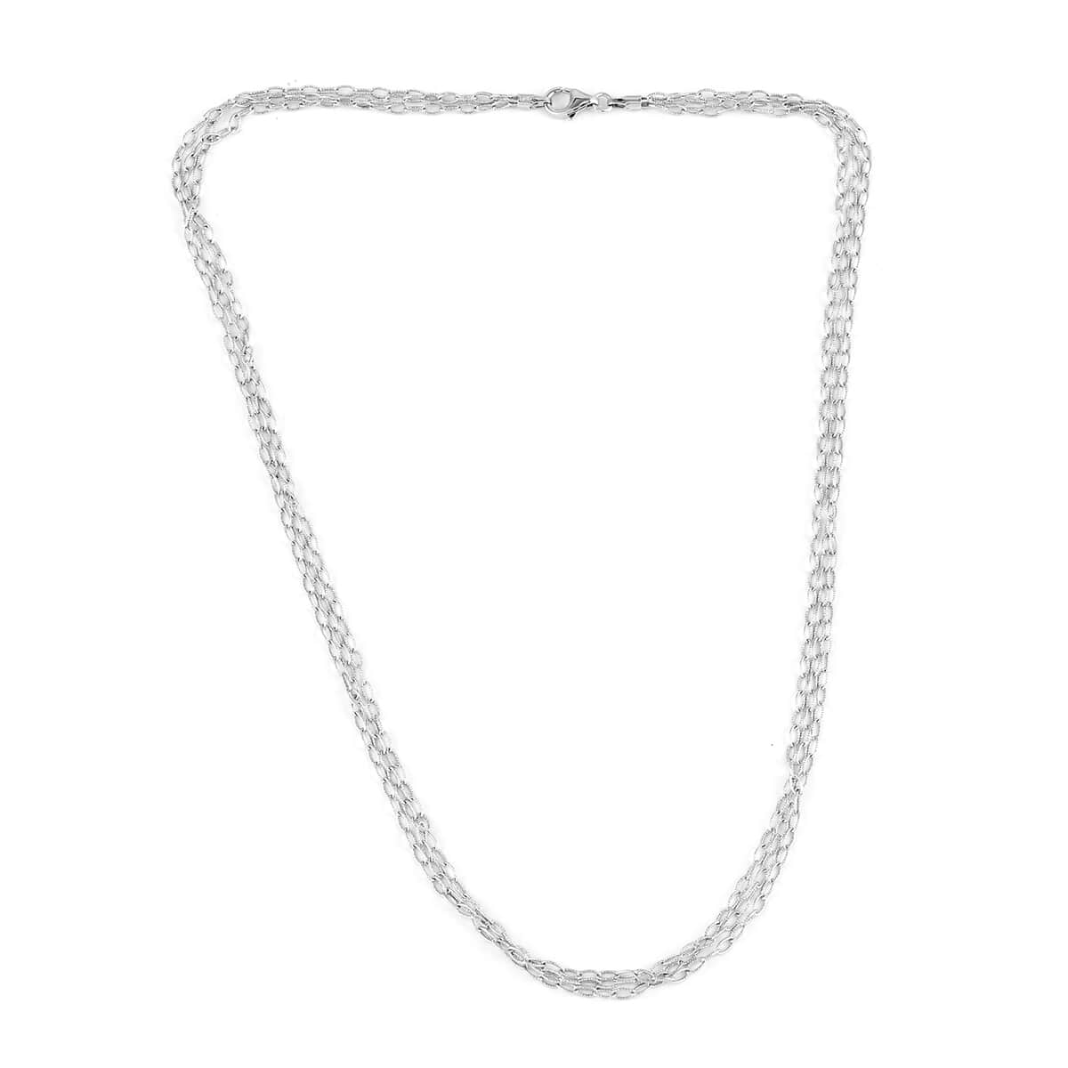 Rhodium Over Sterling Silver 2.2mm Tri-Layered Rolo Necklace 20 Inches 7.6 Grams image number 2