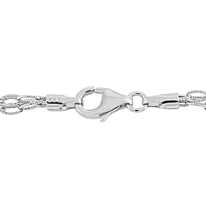 Rhodium Over Sterling Silver 2.2mm Tri-Layered Rolo Necklace 20 Inches 7.6 Grams