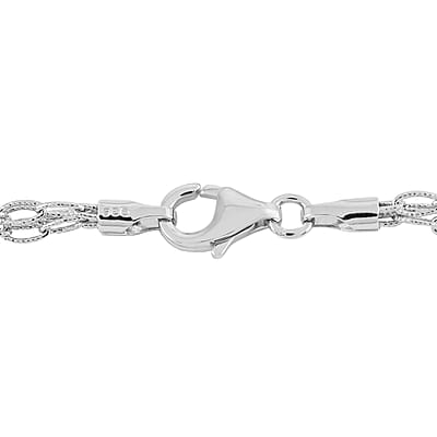 Rhodium Over Sterling Silver 2.2mm Tri-Layered Rolo Necklace 20 Inches 7.6 Grams