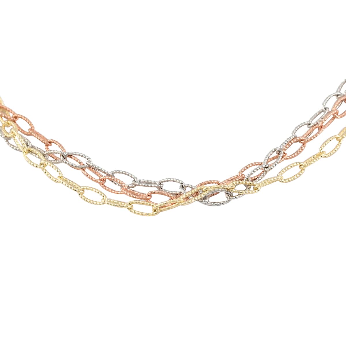 14K YRG Over and Sterling Silver 2.2mm Tri-Layered Necklace 20 Inches 7.6 Grams image number 0