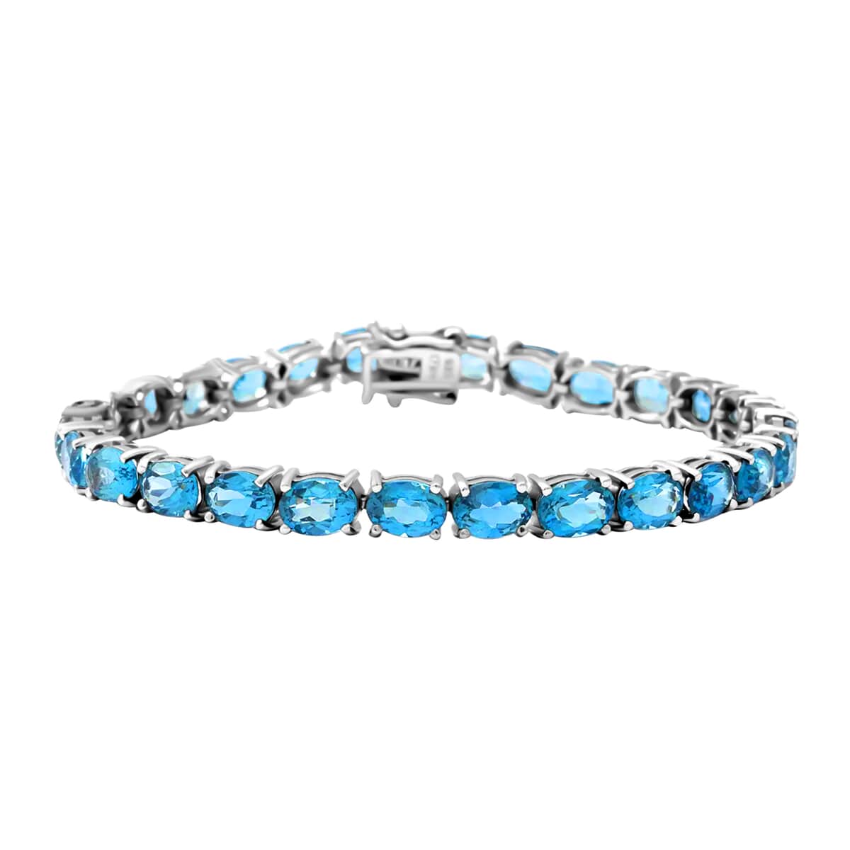 London Blue Topaz Tennis Bracelet in Platinum Over Sterling Silver (6.50 In) 21.60 ctw image number 0