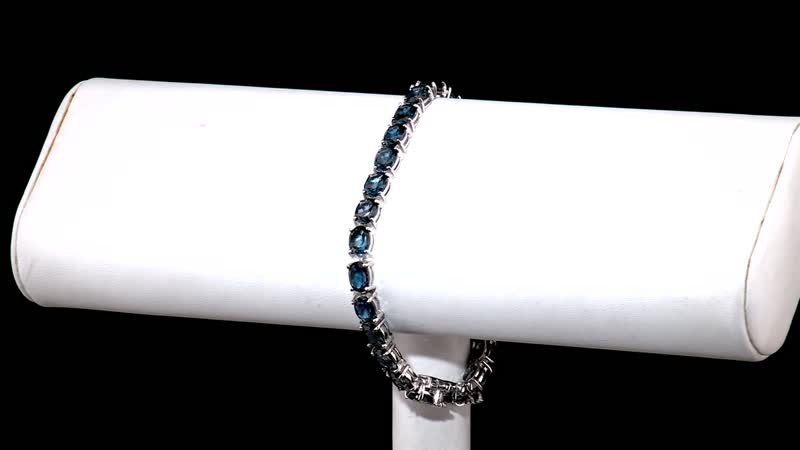 London Blue Topaz Tennis Bracelet in Platinum Over Sterling Silver (7.25 In) 9 Grams 23.40 ctw