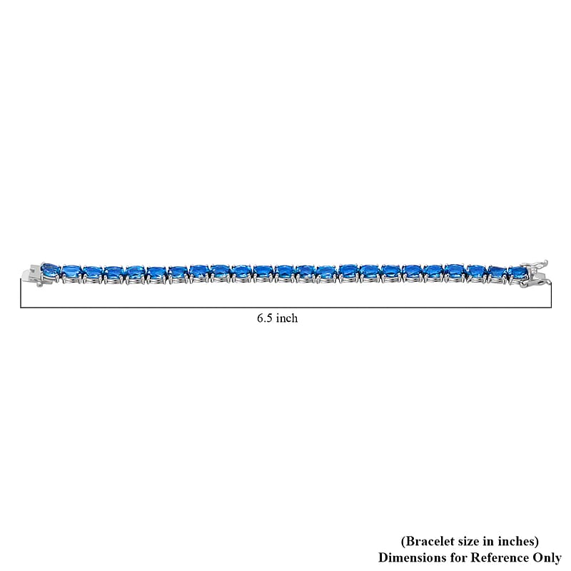 London Blue Topaz 21.60 ctw Tennis Bracelet in Platinum Over Sterling Silver (6.50 In)