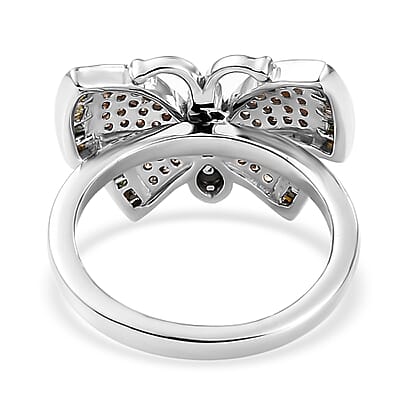 GP Italian Garden Collection Multi Diamond 0.50 ctw Butterfly Ring , Multi Diamond Ring ,Vermeil YG and Platinum Over Sterling Silver Ring (Size 10.00)