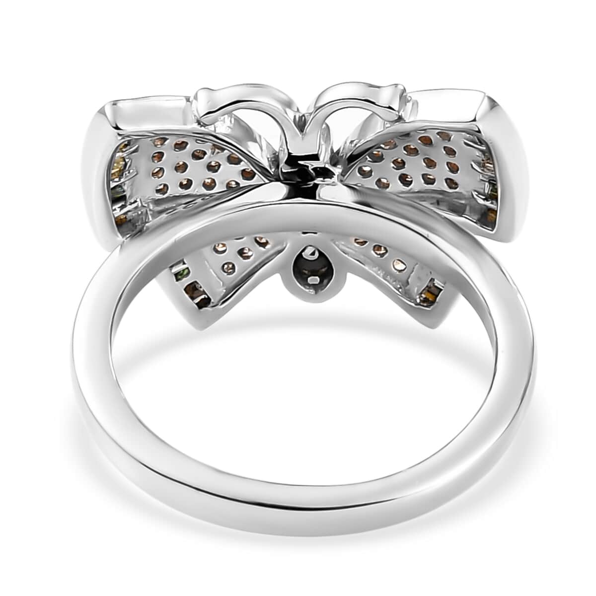 GP Italian Garden Collection Multi Diamond Butterfly Ring in Vermeil Yellow Gold and Platinum Over Sterling Silver (Size 10.0) 0.50 ctw image number 4