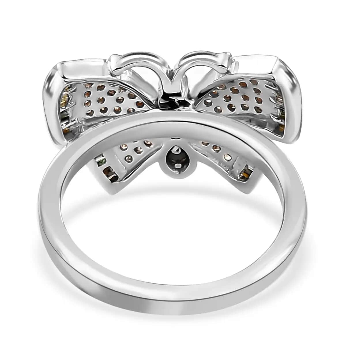 GP Italian Garden Collection Multi Diamond Butterfly Ring, Multi Diamond Ring, Vermeil YG and Platinum Over Sterling Silver Ring 0.50 ctw image number 5