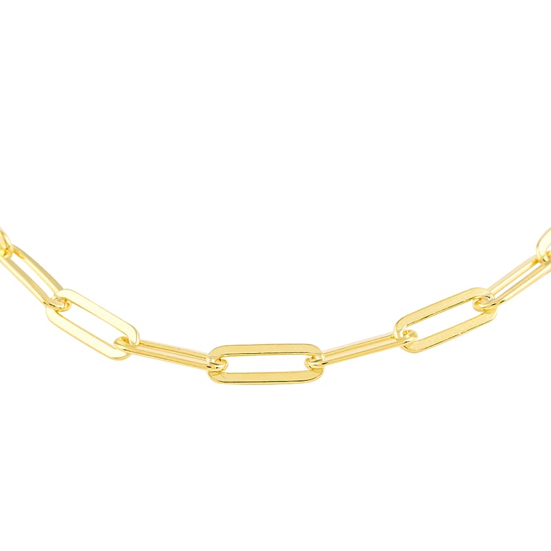 Italian 14K YG Over Sterling Silver 3.4mm Paperclip Necklace 20 Inches 7.6 Grams