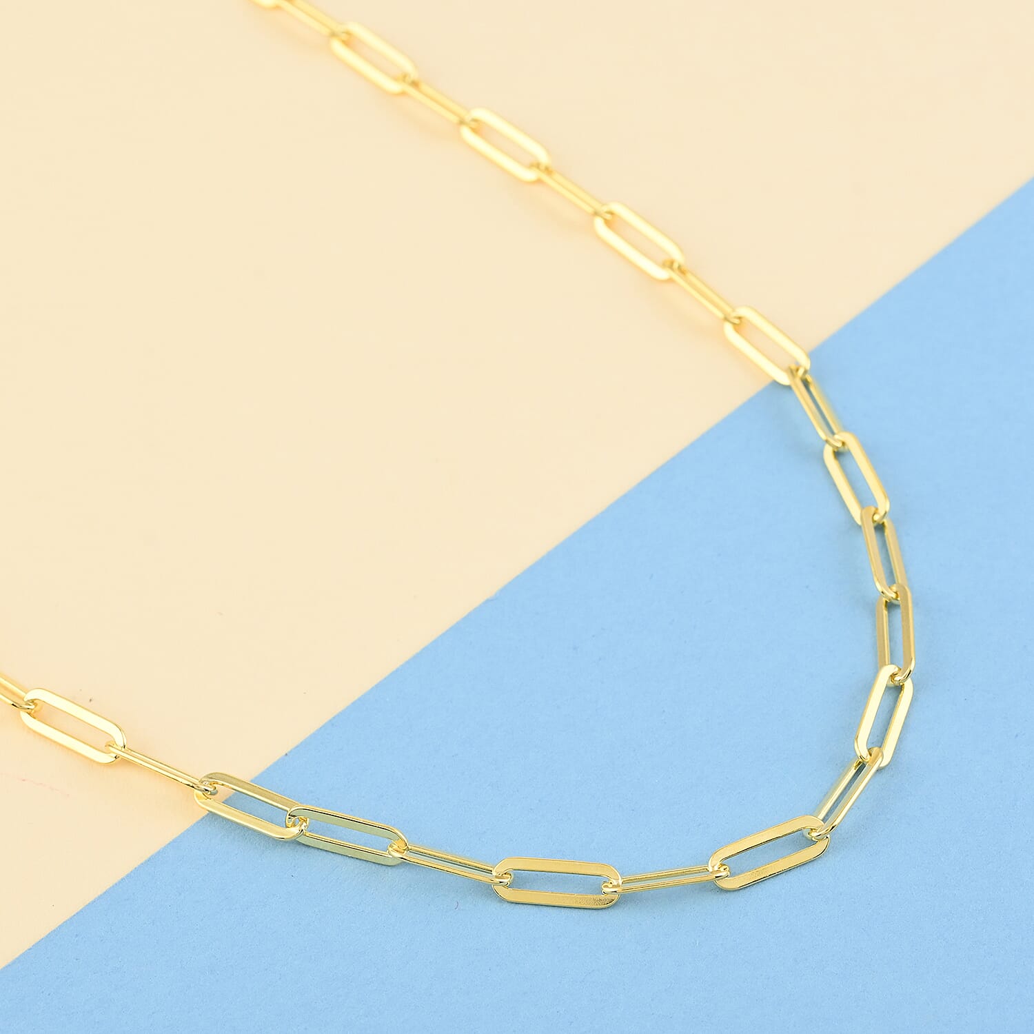 Italian 14K YG Over Sterling Silver 3.4mm Paperclip Necklace 20 Inches 7.6 Grams