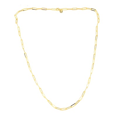 Italian 14K YG Over Sterling Silver 3.4mm Paperclip Necklace 20 Inches 7.6 Grams