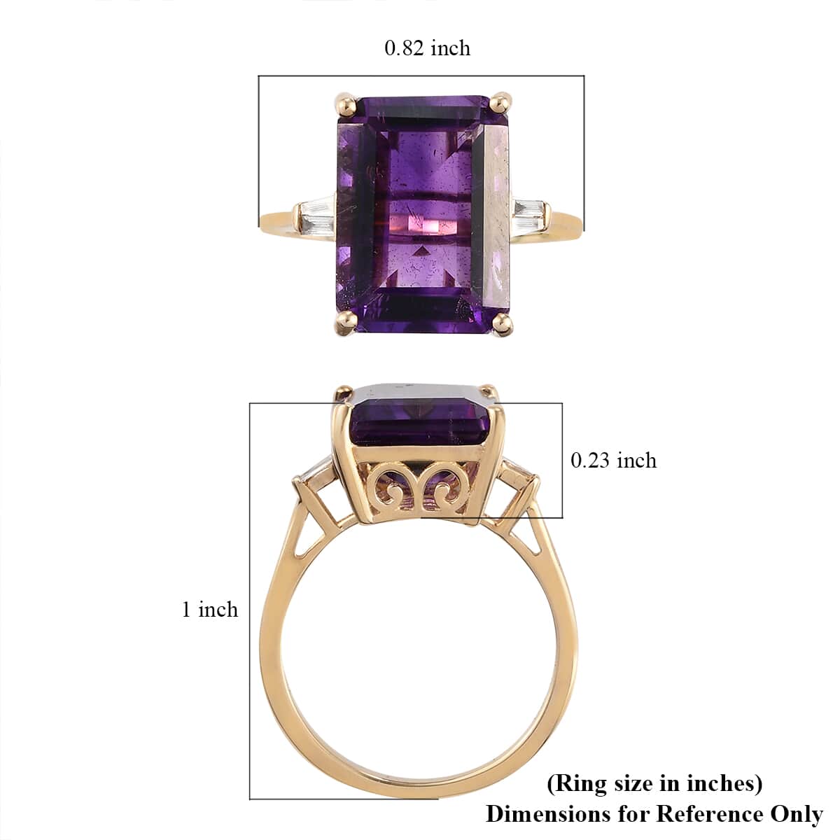 LUXORO 10K Yellow Gold AAA Moroccan Amethyst and Diamond G-H I3 Ring (Size 10.0) 2.70 Grams 7.35 ctw image number 5