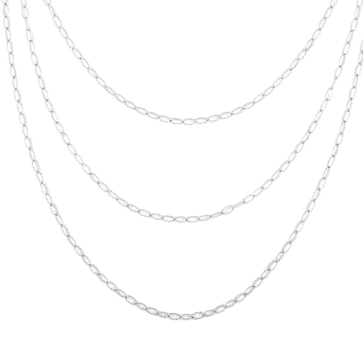 Sterling Silver 2.2mm Layered Necklace 20 Inches 8.9 Grams image number 0